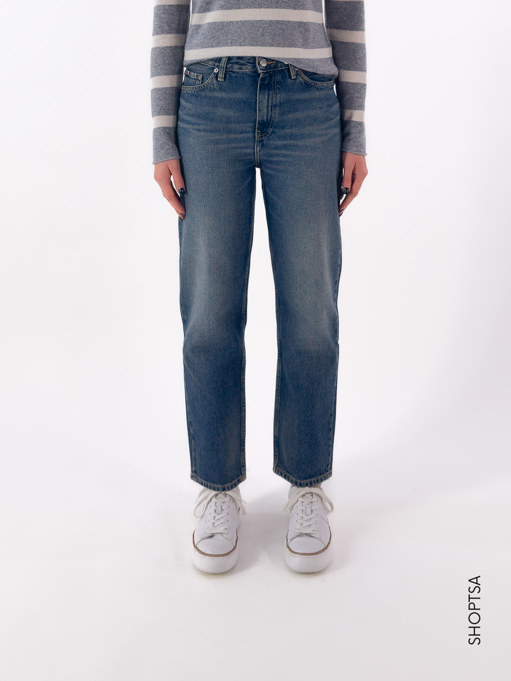 Jeans straight fit con baffature