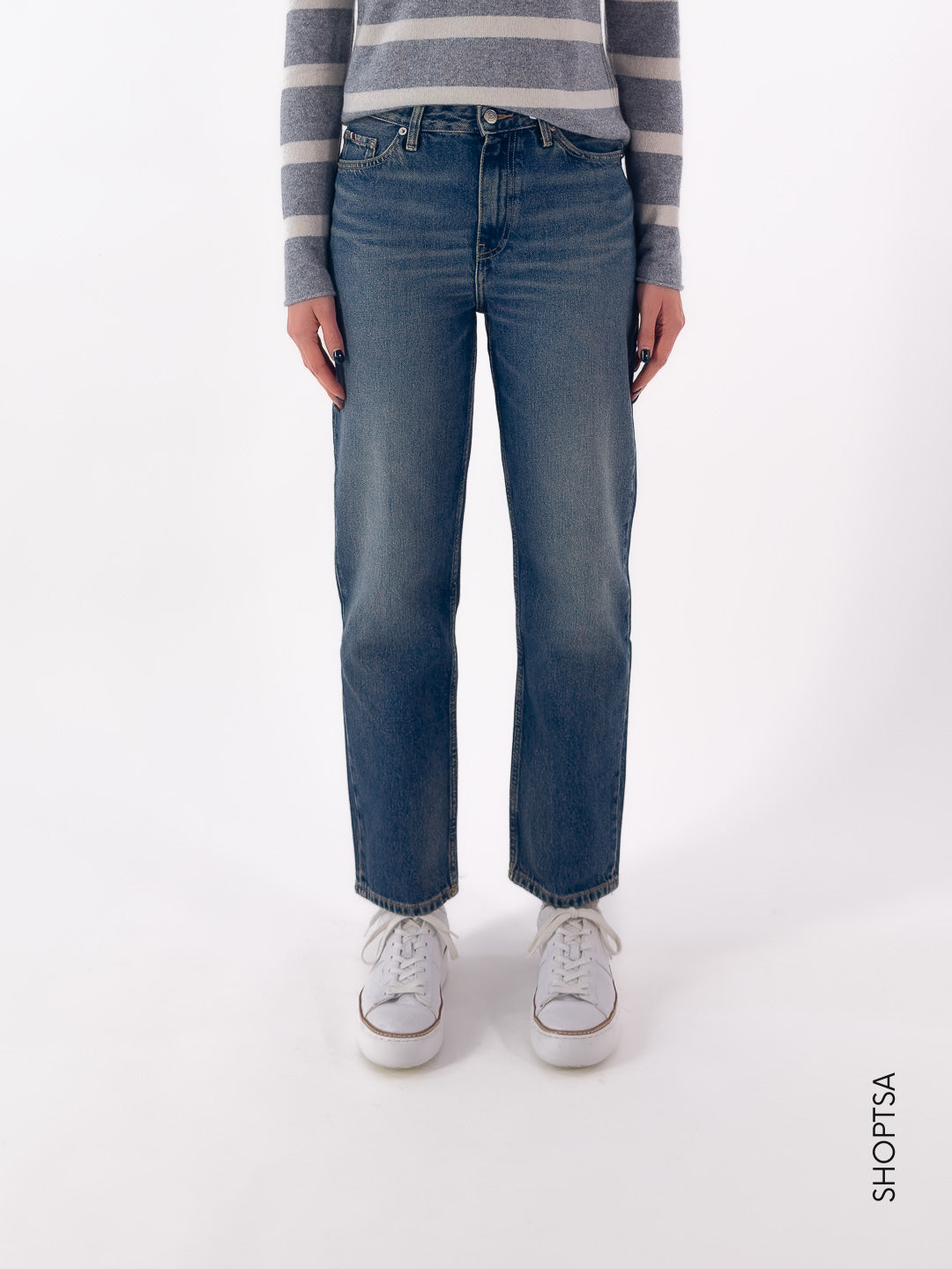 Jeans straight fit con baffature