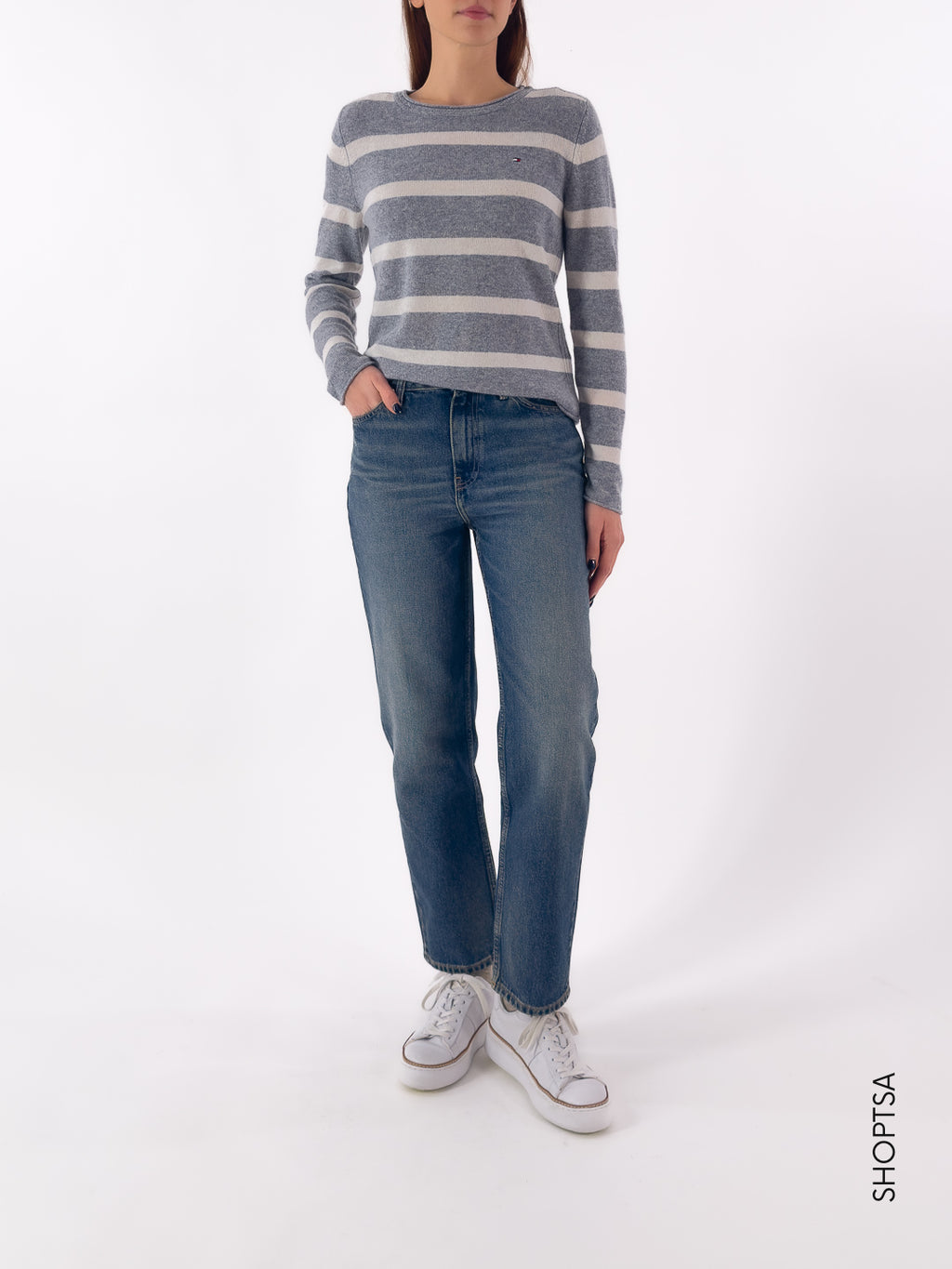 Jeans straight fit con baffature