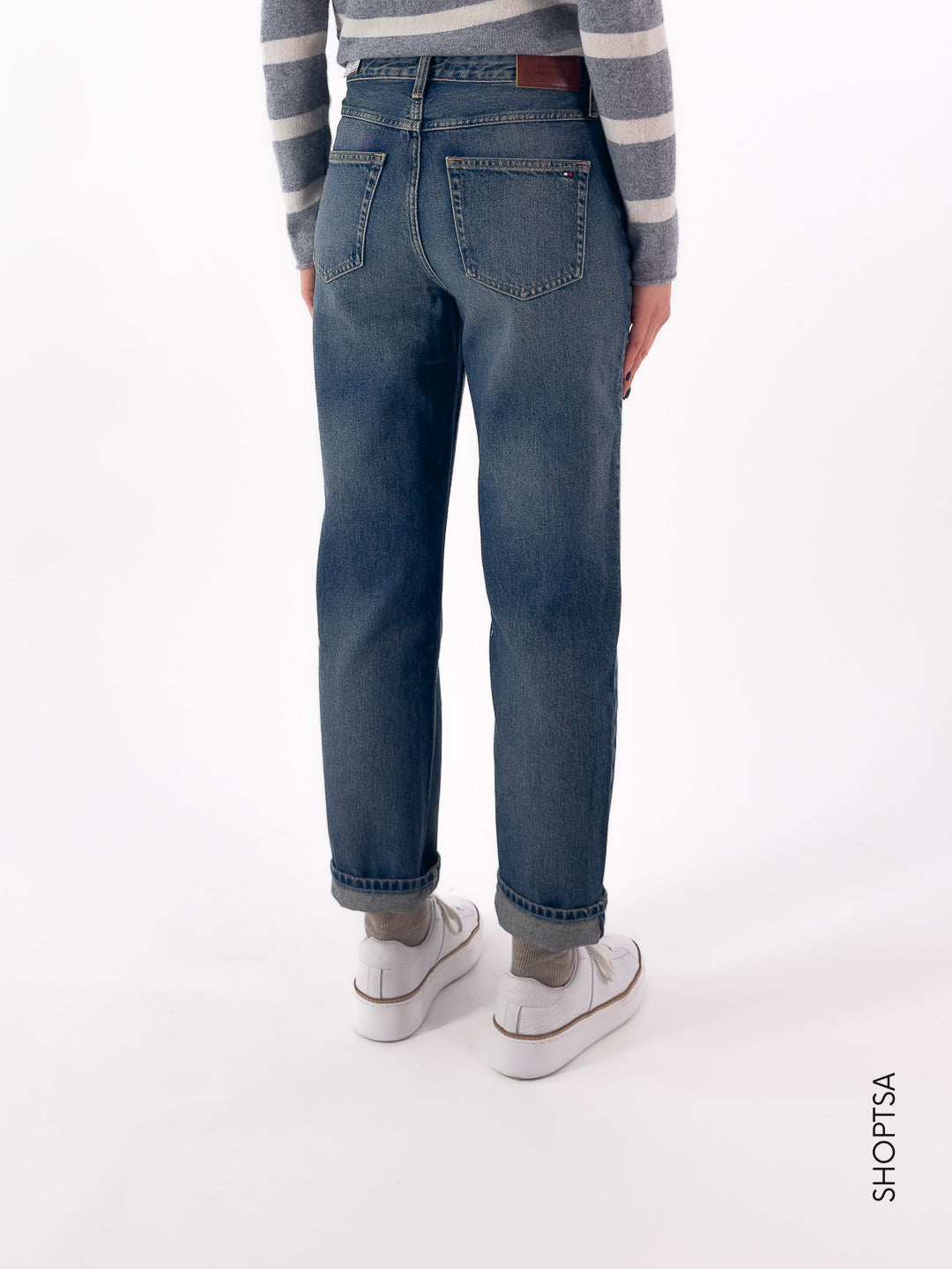 Jeans straight fit con baffature