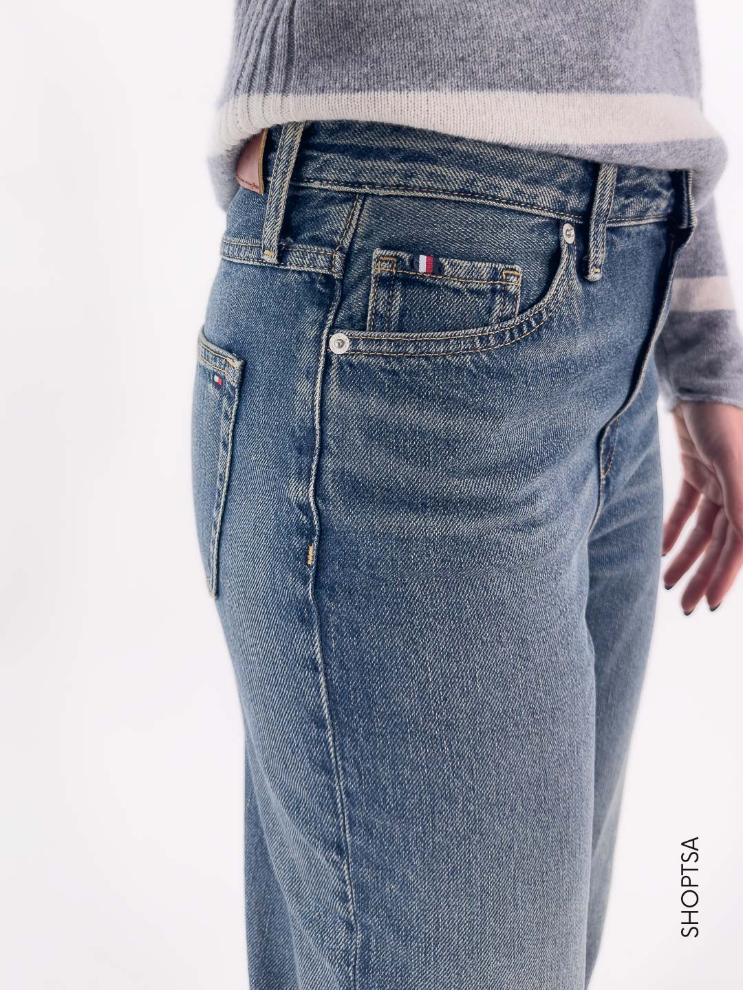 Jeans straight fit con baffature