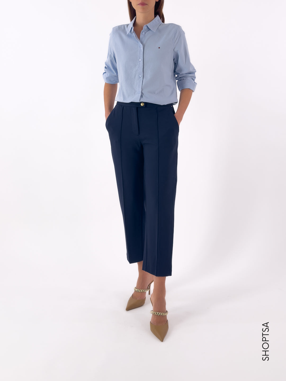 Pantalone slim in viscosa stretch