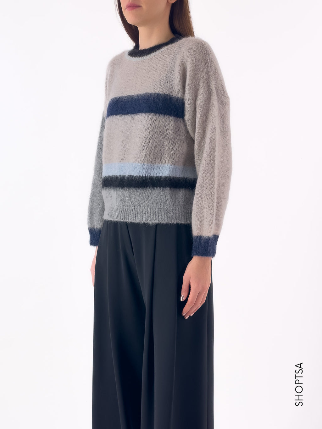 Maglione girocollo righe sfumate