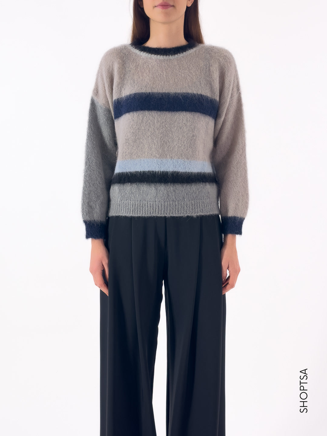 Maglione girocollo righe sfumate