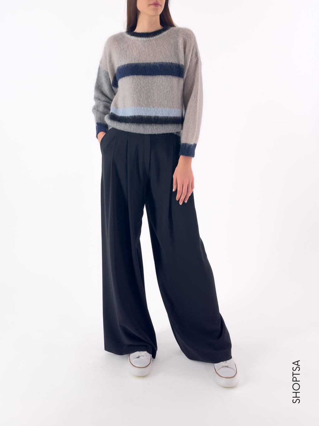 Maglione girocollo righe sfumate