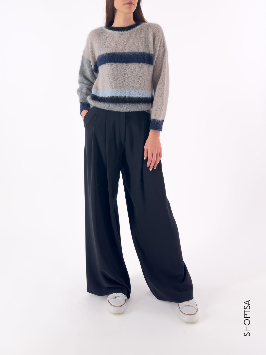 Maglione girocollo righe sfumate