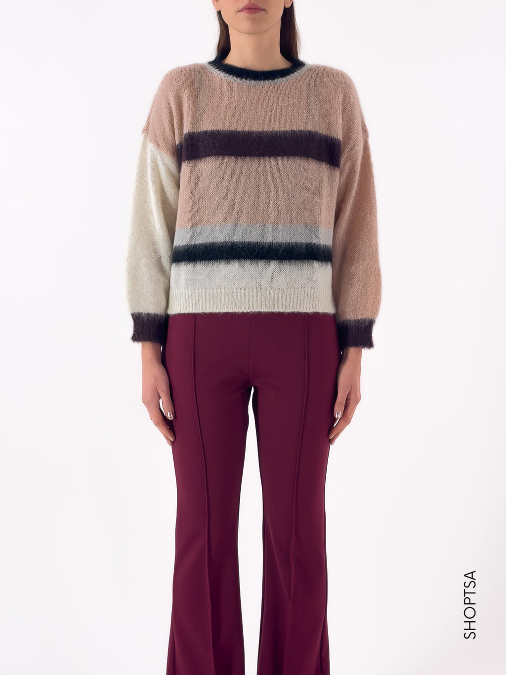 Maglione girocollo righe sfumate