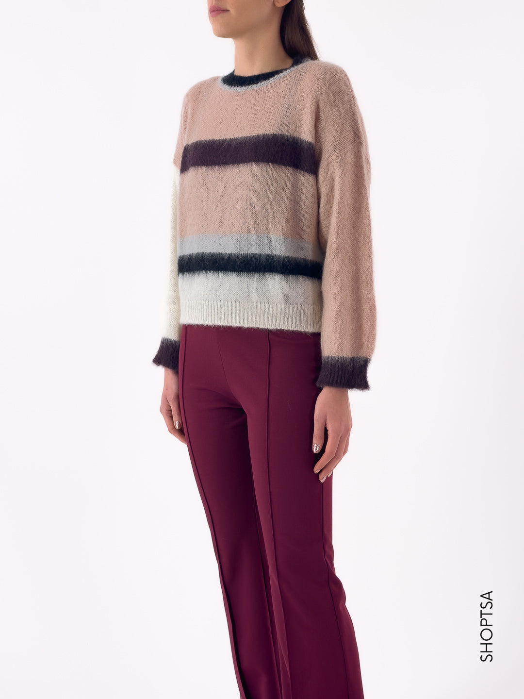 Maglione girocollo righe sfumate