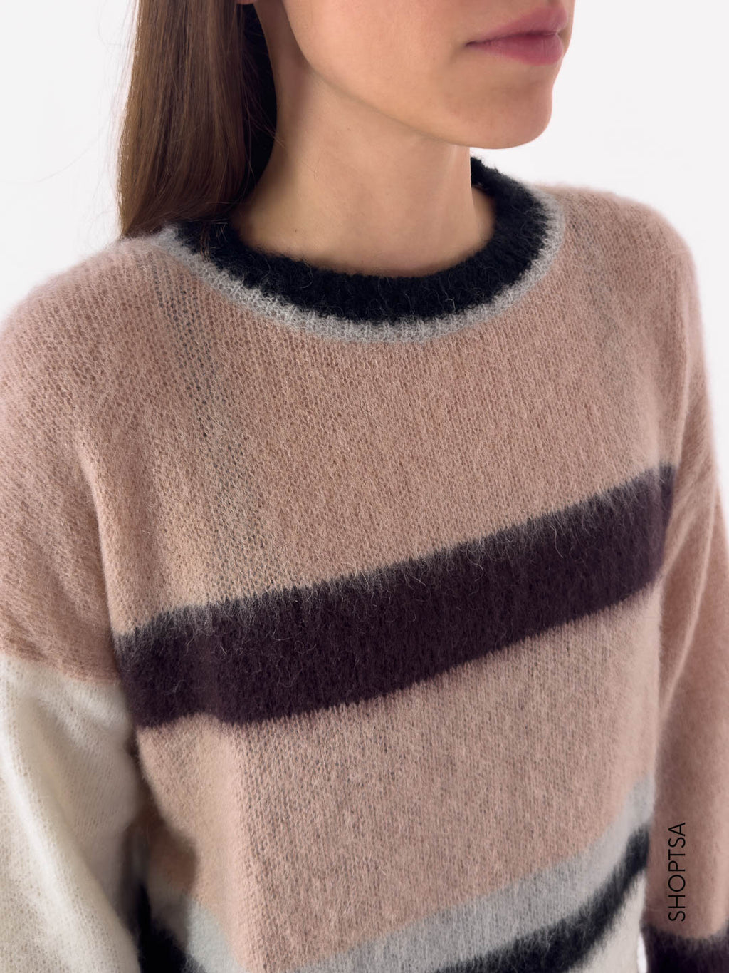 Maglione girocollo righe sfumate