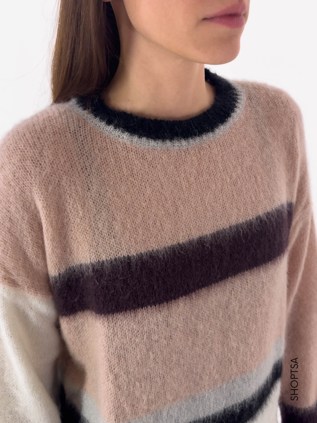 Maglione girocollo righe sfumate