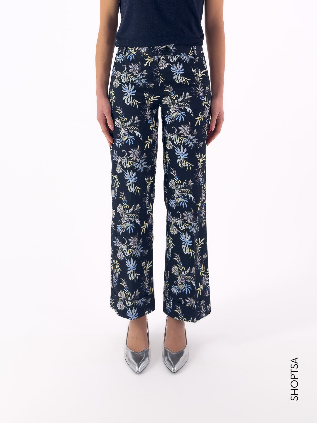 Pantalone dritto stampato MANGO - Emme Marella - shopTSa