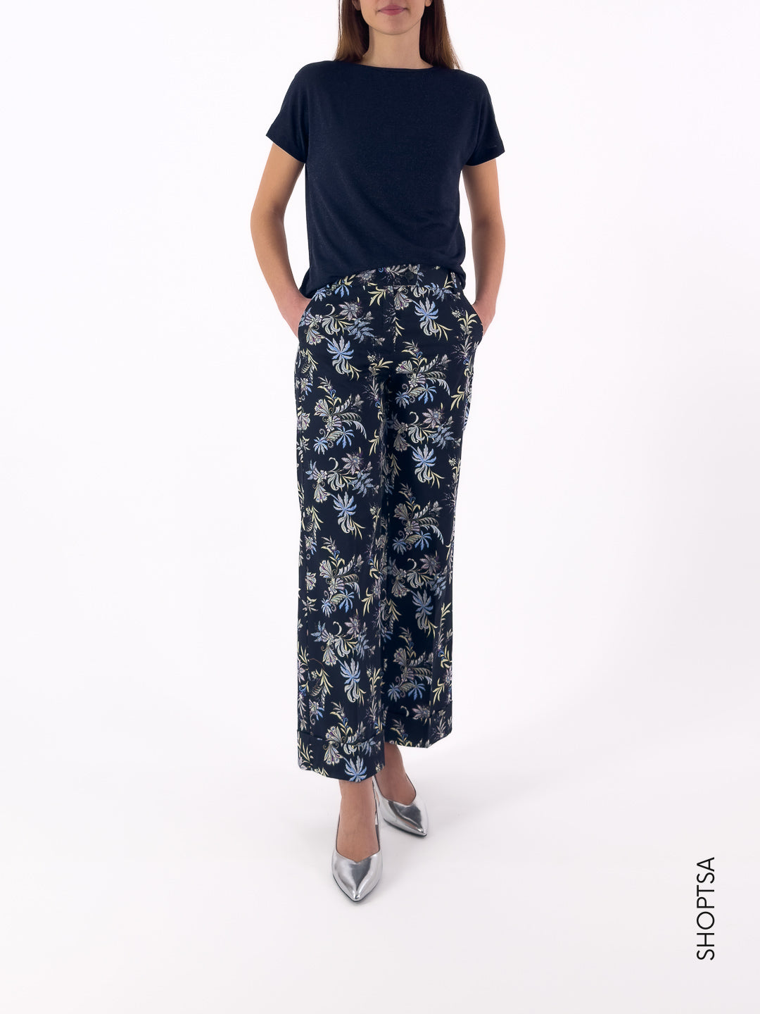 Pantalone dritto stampato MANGO - Emme Marella - shopTSa