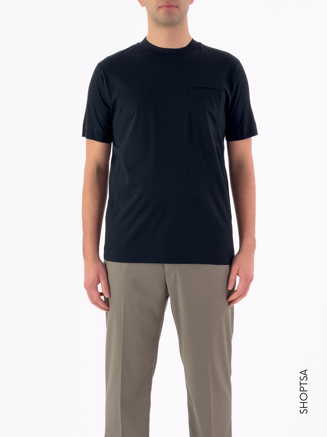 T-shirt in Cotone con Taschino a Filetto