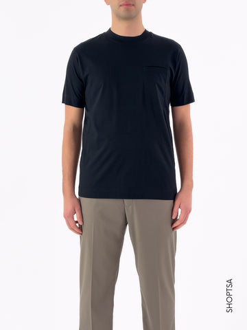 T-shirt in Cotone con Taschino a Filetto