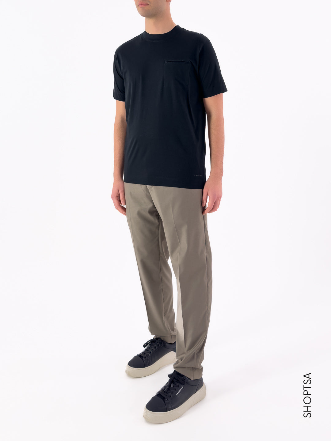 T-shirt in Cotone con Taschino a Filetto