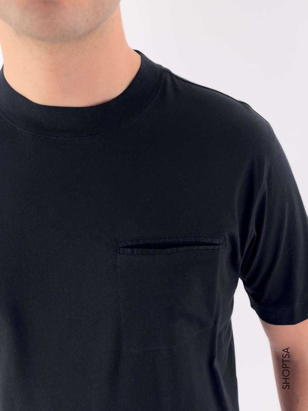 T-shirt in Cotone con Taschino a Filetto