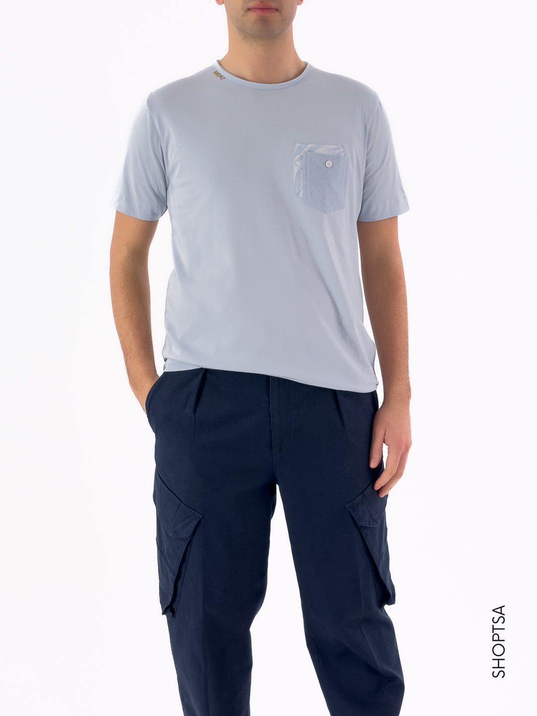 T-shirt in Cotone con Taschino Applicato