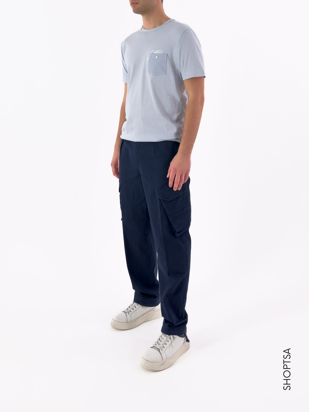 T-shirt in Cotone con Taschino Applicato
