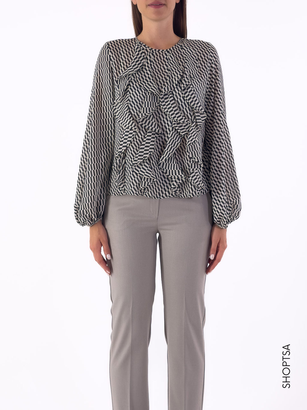 Camicetta in raso fantasia optical