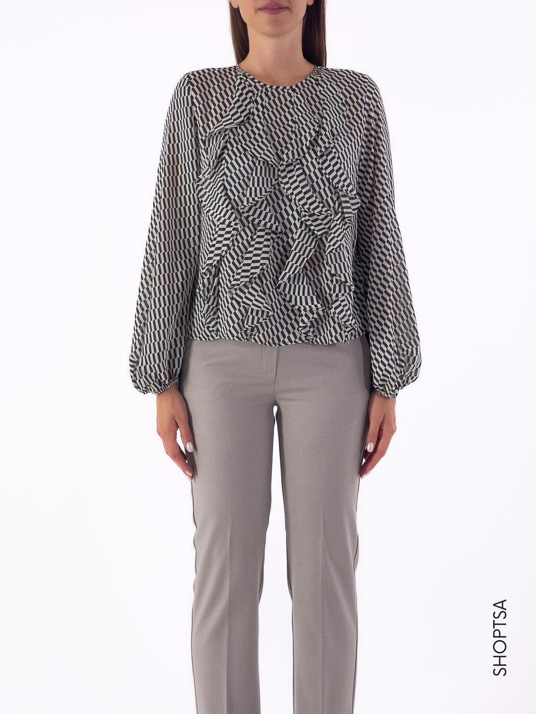 Camicetta in raso fantasia optical