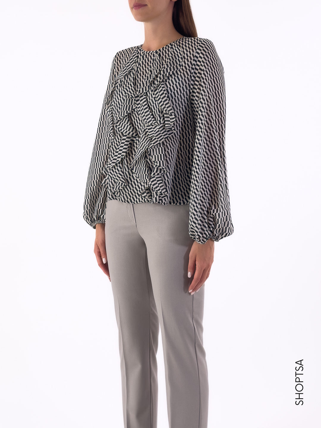 Camicetta in raso fantasia optical