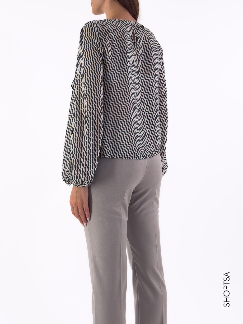 Camicetta in raso fantasia optical