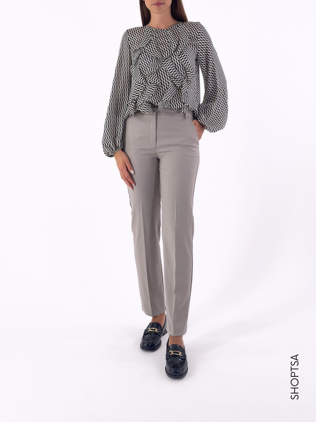 Camicetta in raso fantasia optical