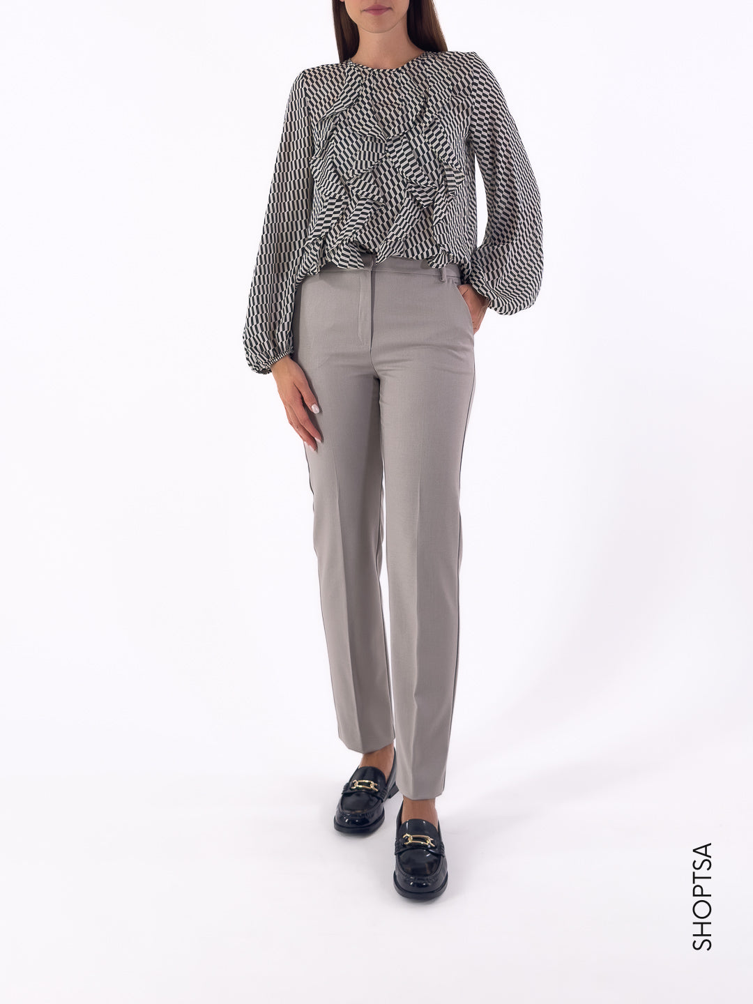 Camicetta in raso fantasia optical