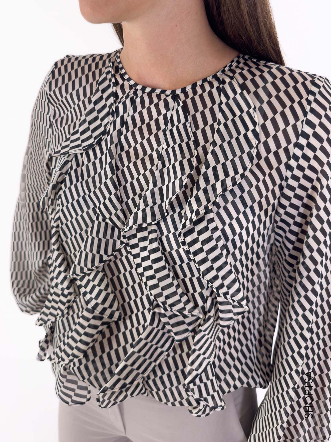 Camicetta in raso fantasia optical