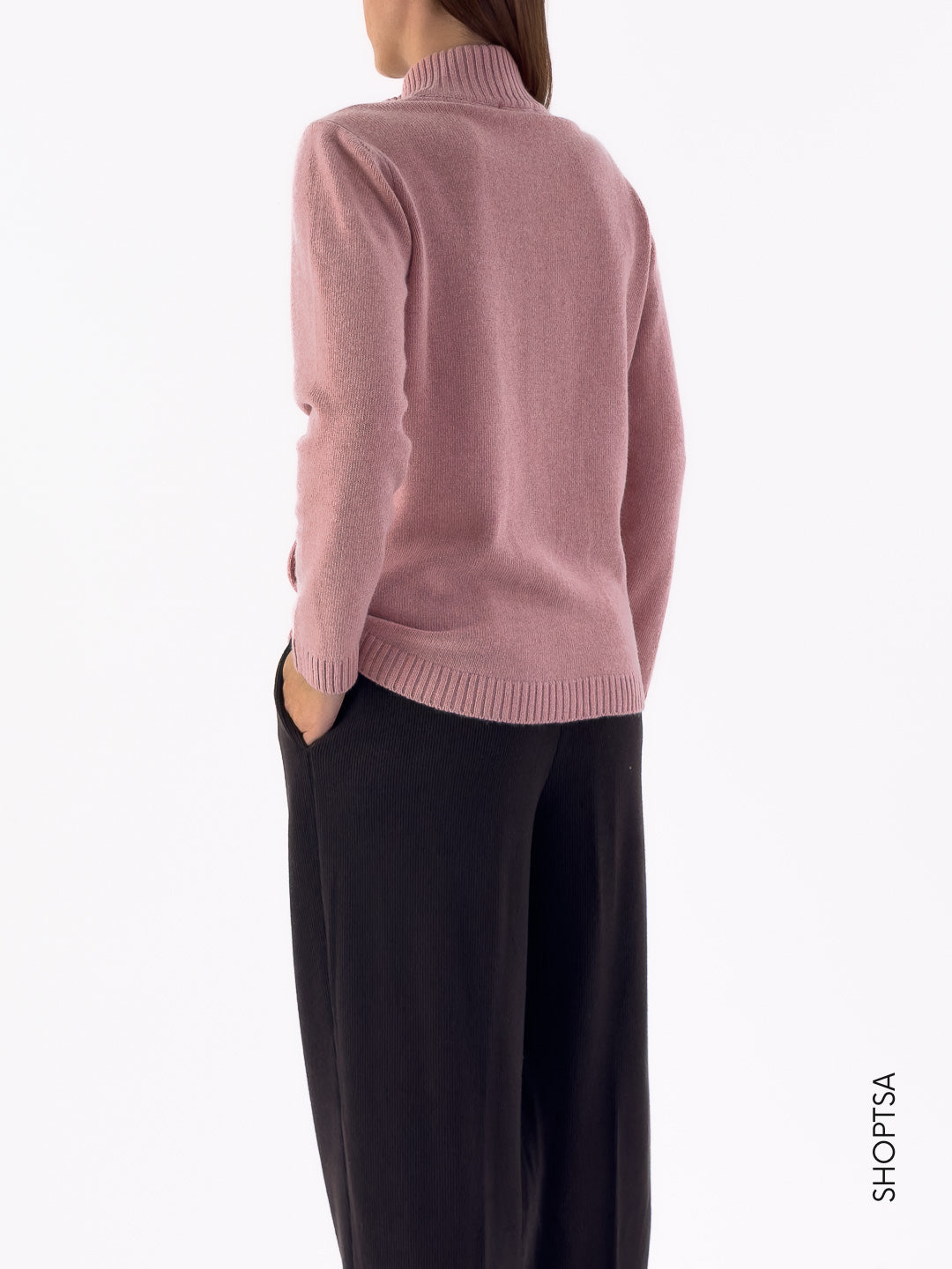 Maglia lana rasata con zip  40050