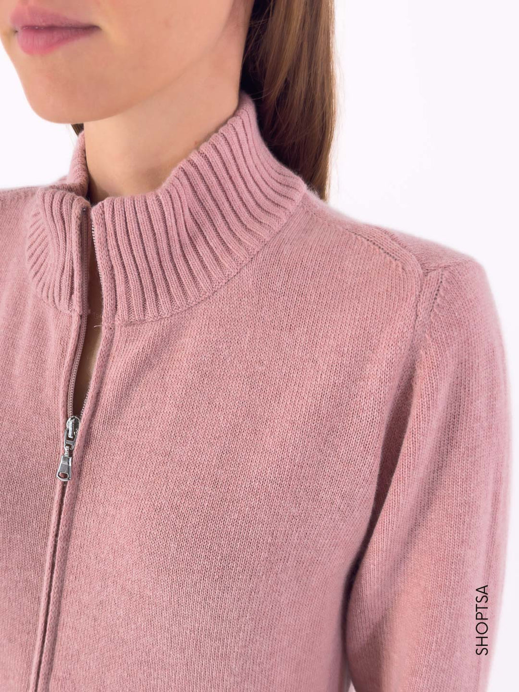 Maglia lana rasata con zip  40050