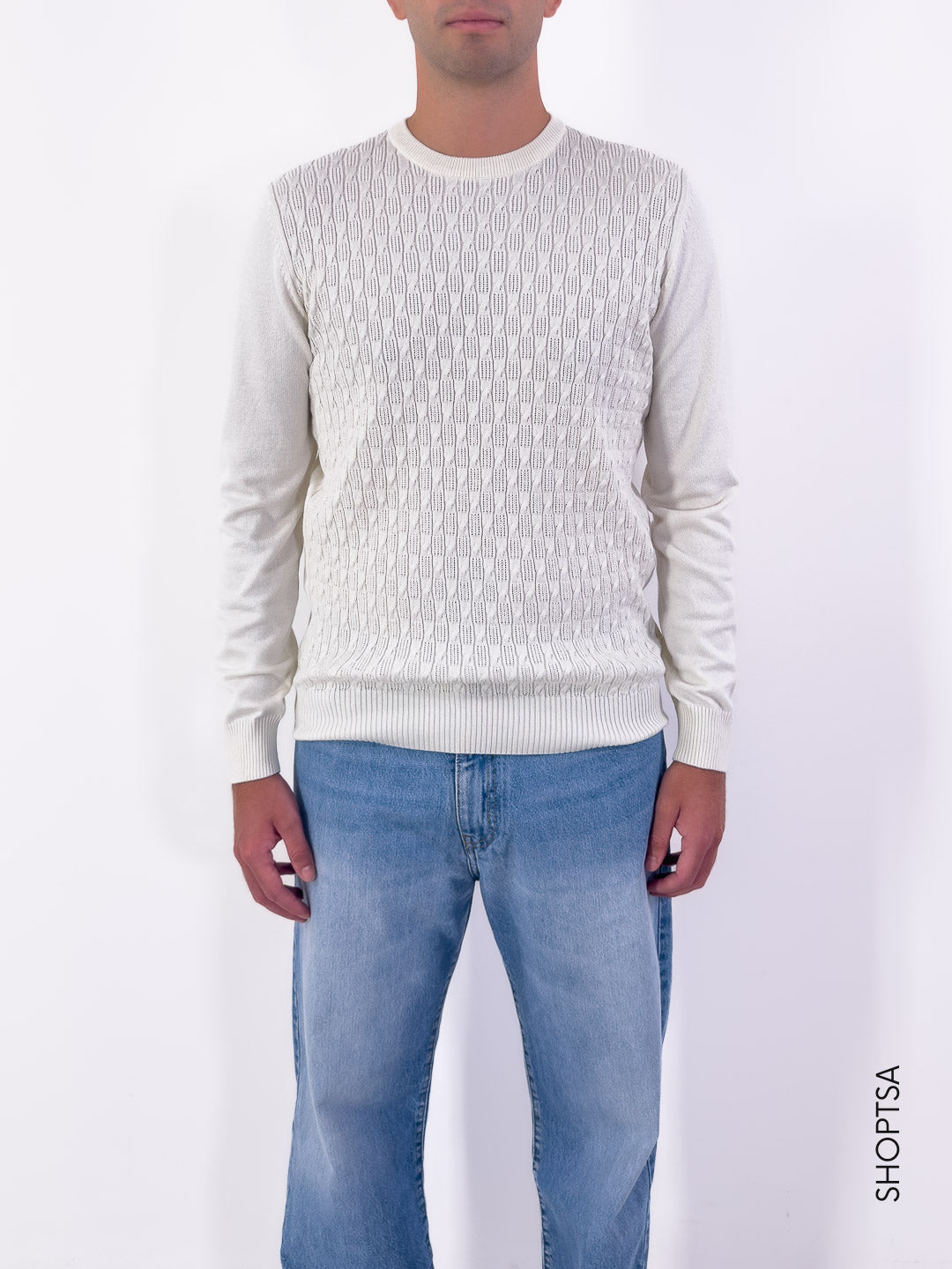 Maglia girocollo in viscosa lavorata