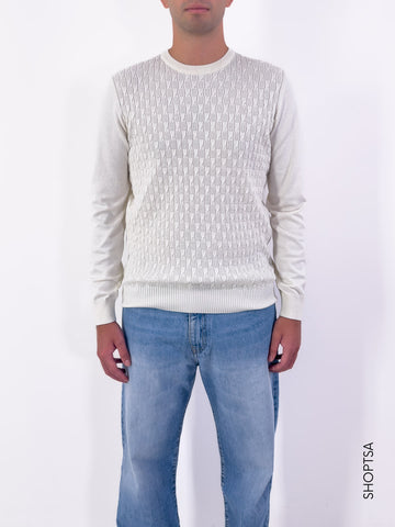 Maglia girocollo in viscosa lavorata