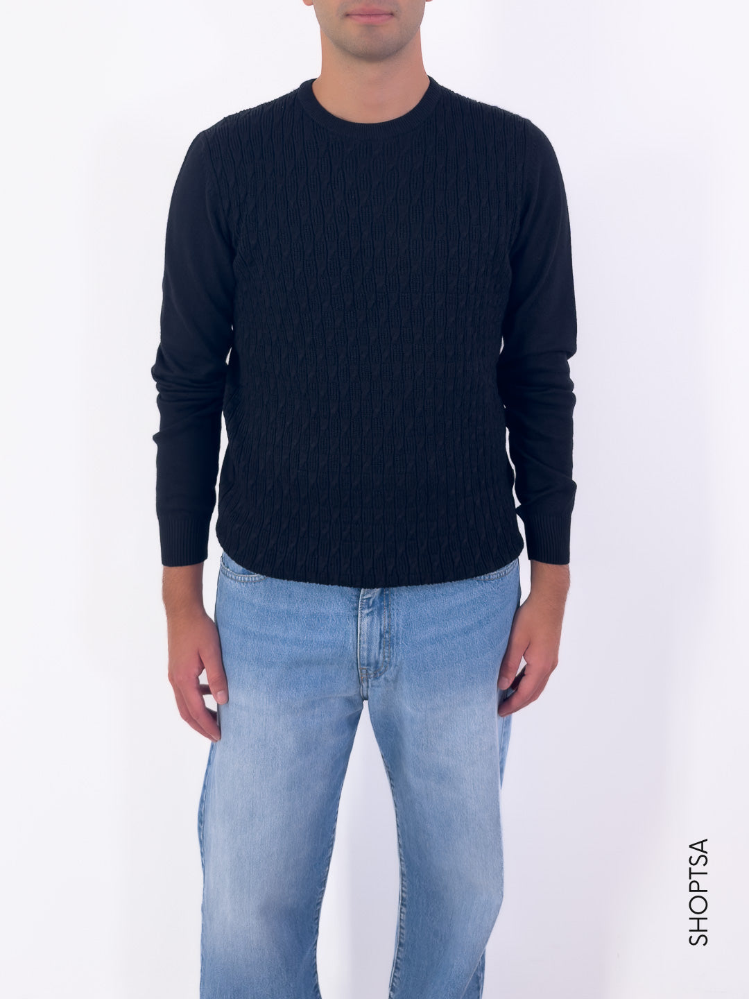 Maglia girocollo in viscosa lavorata