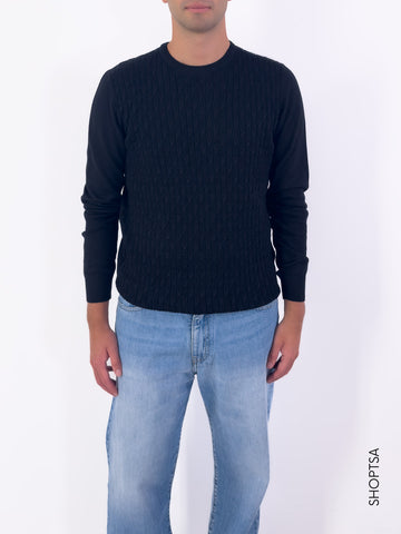 Maglia girocollo in viscosa lavorata