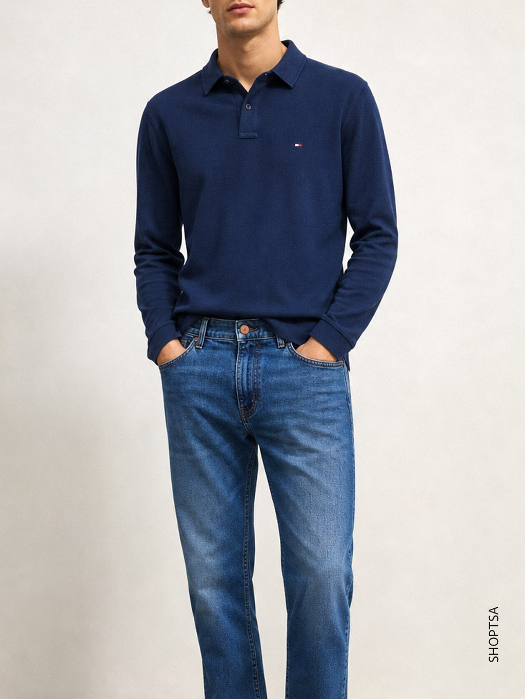 Polo uomo maniche lunghe piquet Tommy Hilfiger