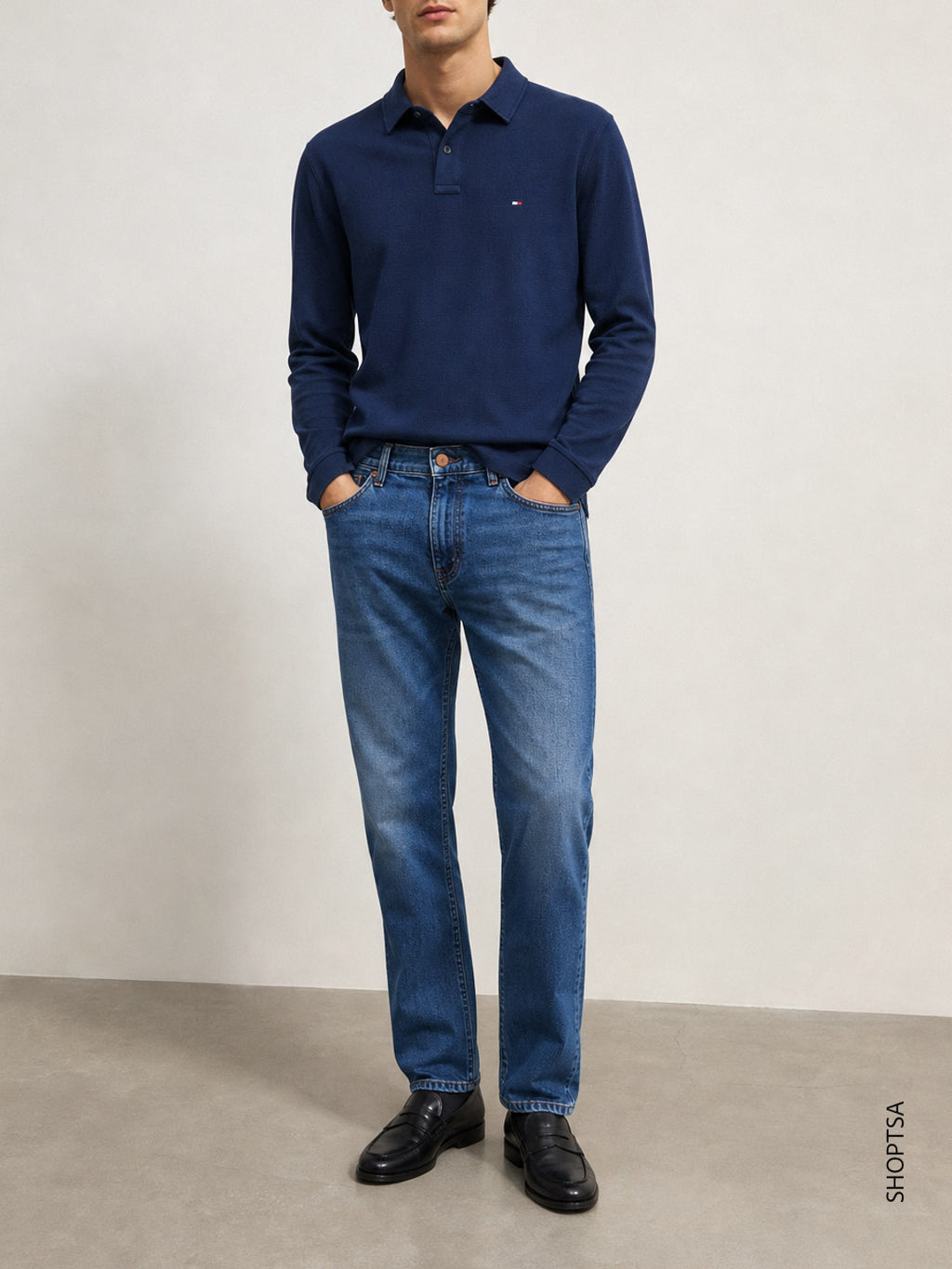 Polo uomo maniche lunghe piquet Tommy Hilfiger