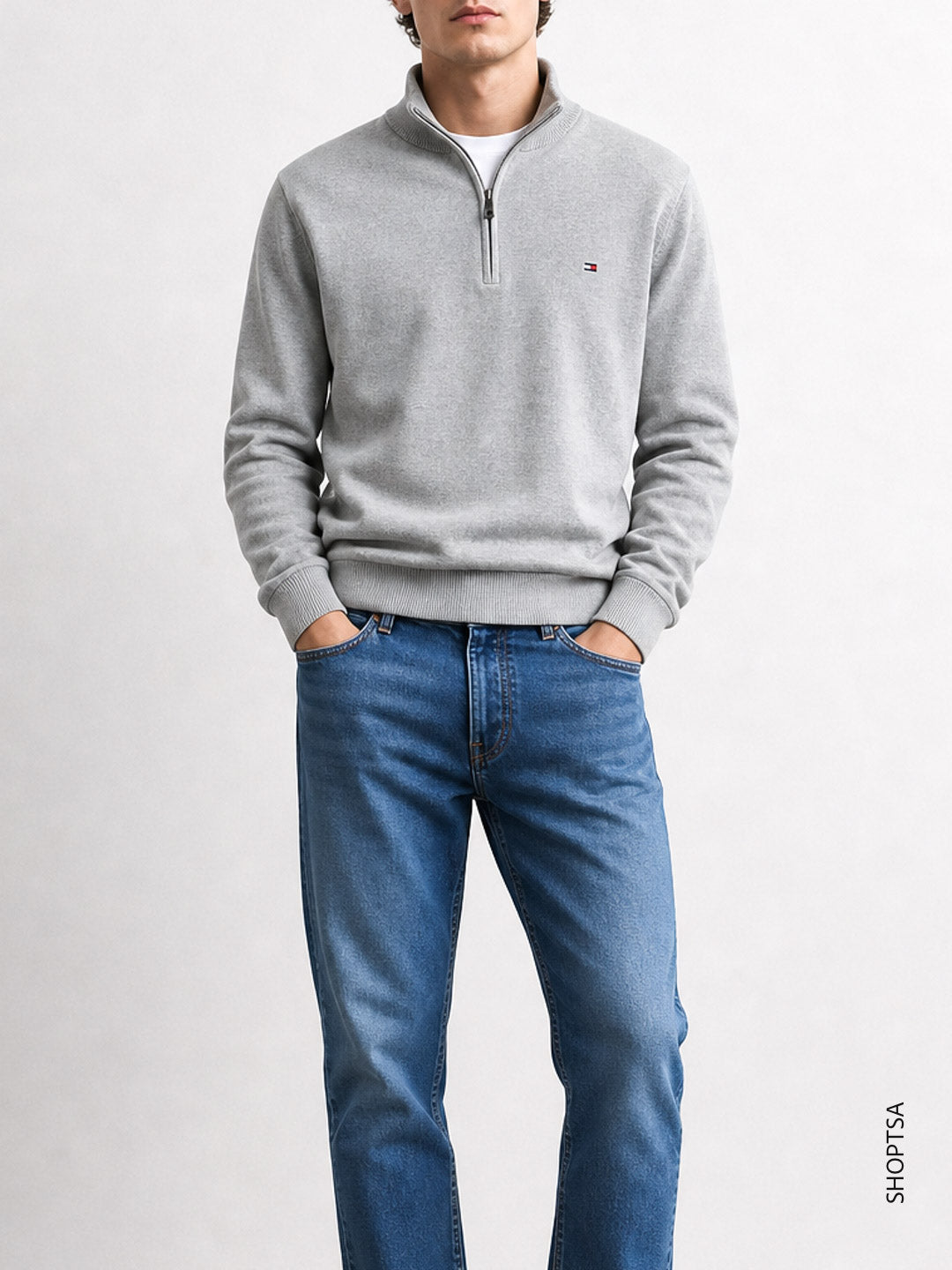 Pullover mezza zip cotone Pima cashmere Tommy Hilfiger