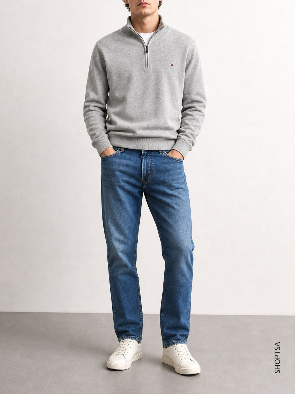 Pullover mezza zip cotone Pima cashmere Tommy Hilfiger