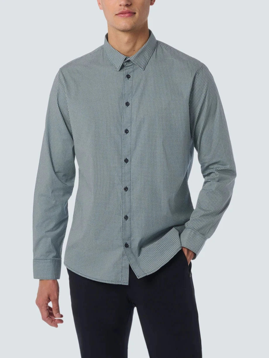 Camicia micro stampa blu