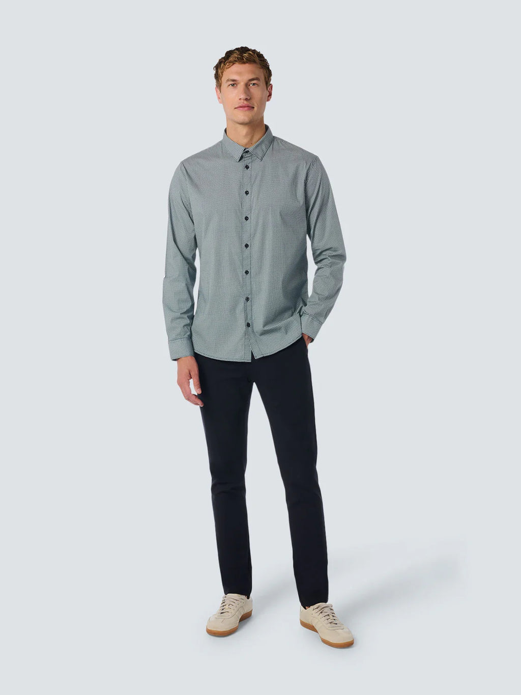 Camicia micro stampa blu