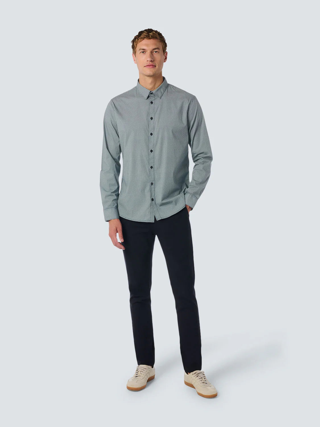 Camicia micro stampa blu