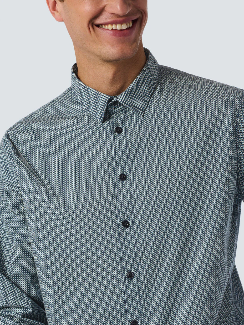 Camicia micro stampa blu
