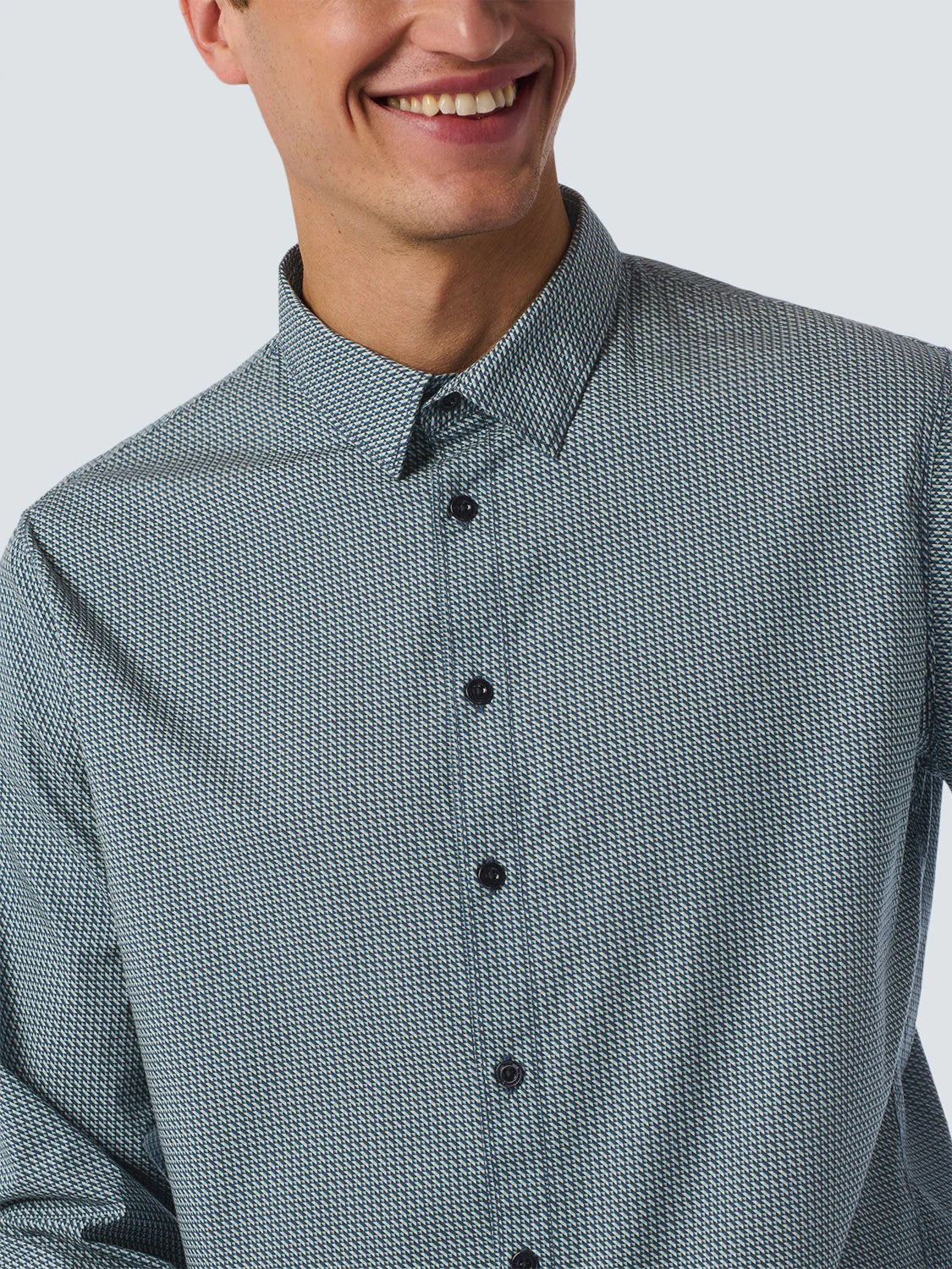 Camicia micro stampa blu