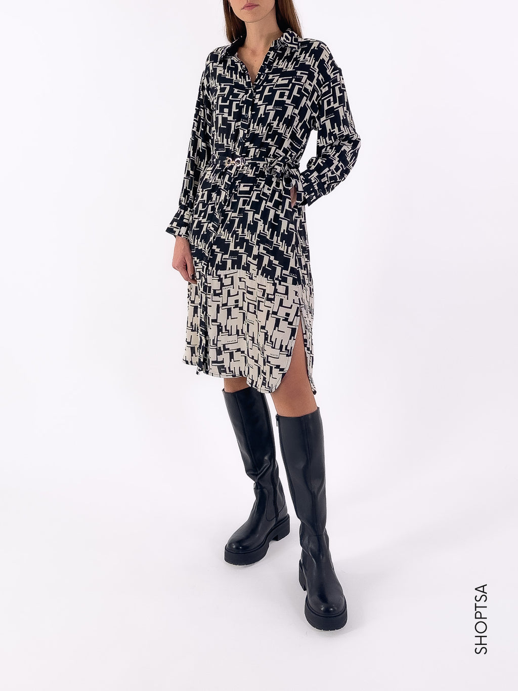 Abito chemisier black and white