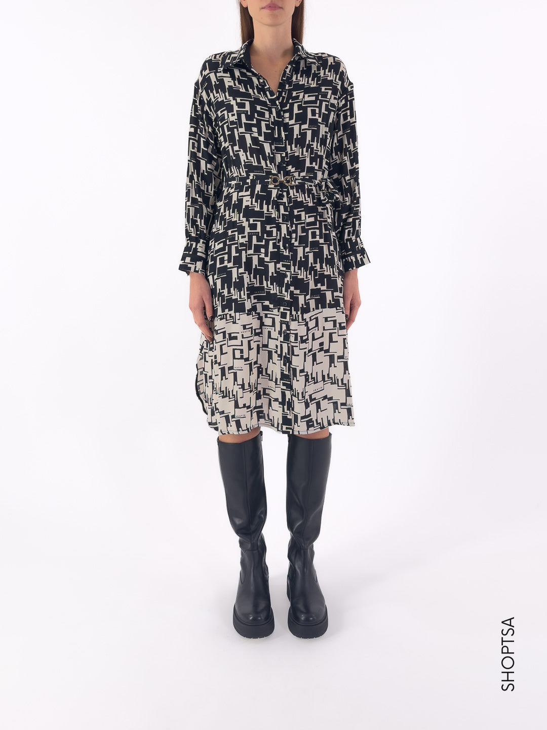 Abito chemisier black and white