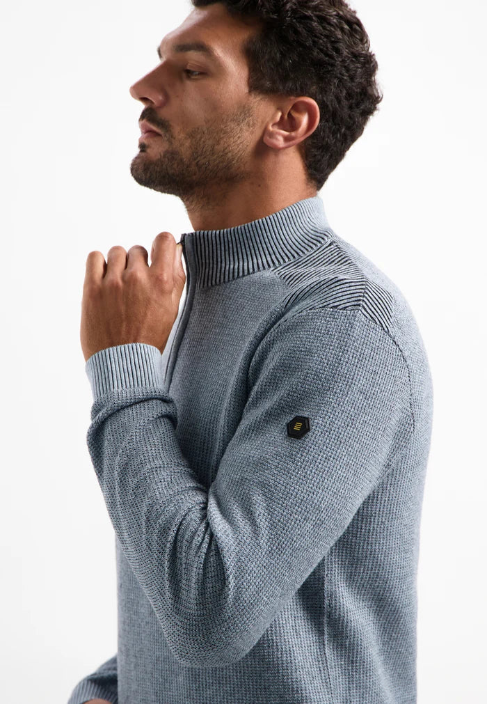 Maglia cotone con mezza zip