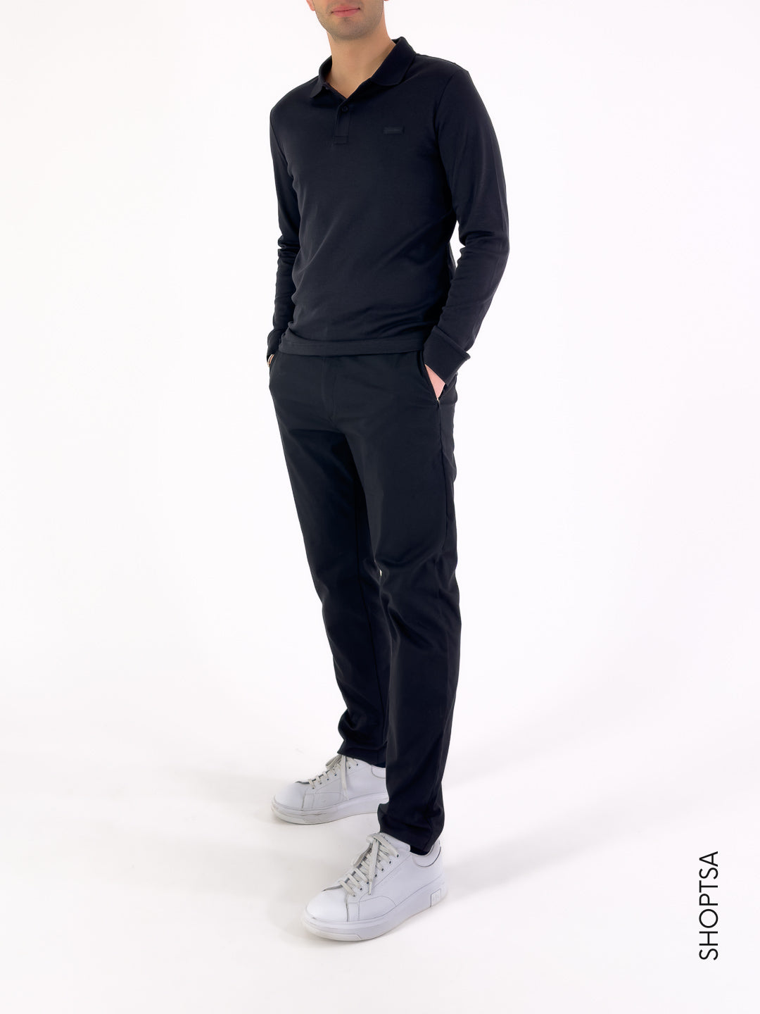 Polo maniche lunghe nero SLIM - Calvin Klein