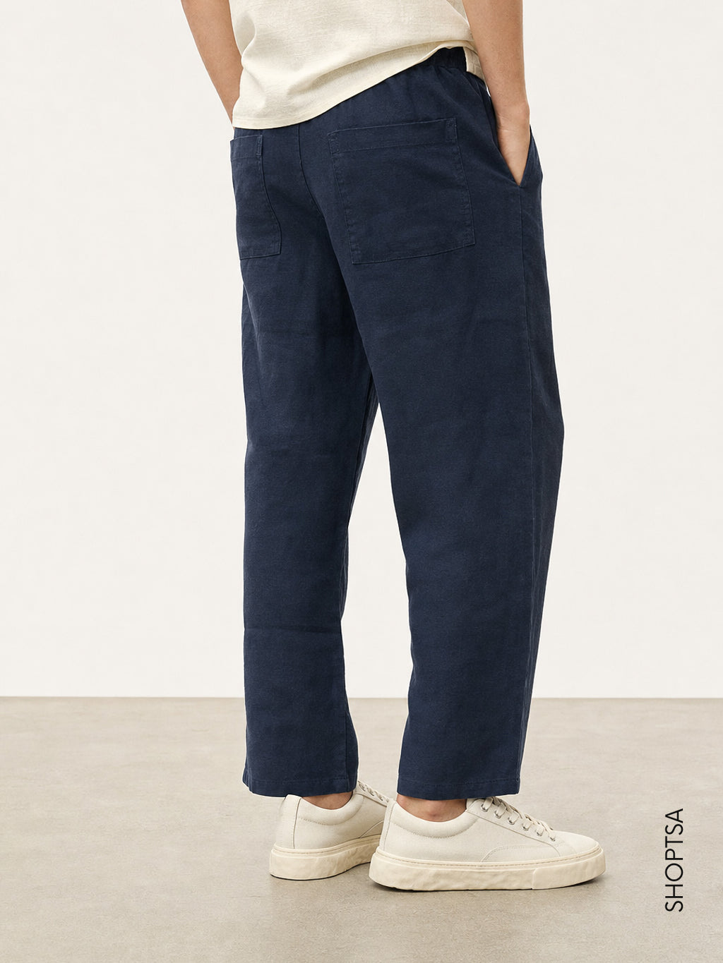 Pantalone Relaxed Fit in lino e cotone