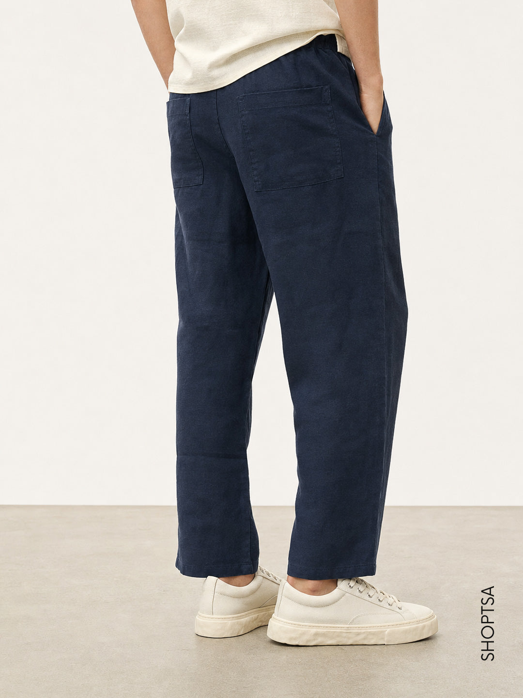 Pantalone Relaxed Fit in lino e cotone